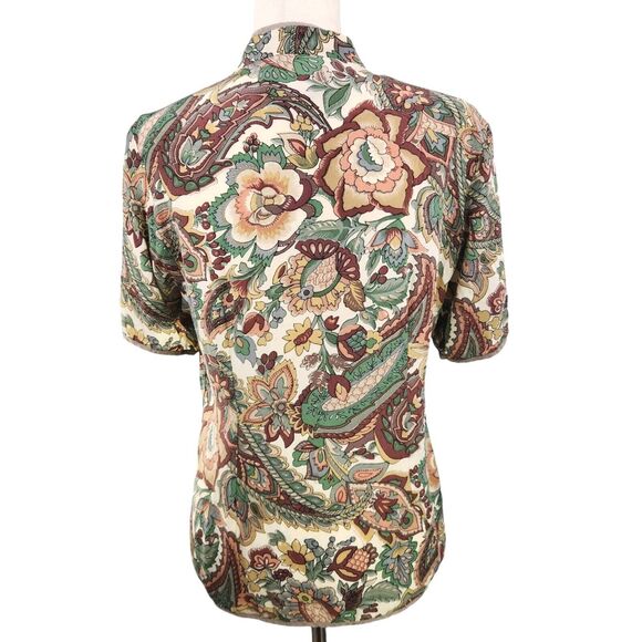 Vintage DELUXE 100% Silk Womens Chinese Style Blouse Brocade Knot Closure Floral - Picture 3 of 13